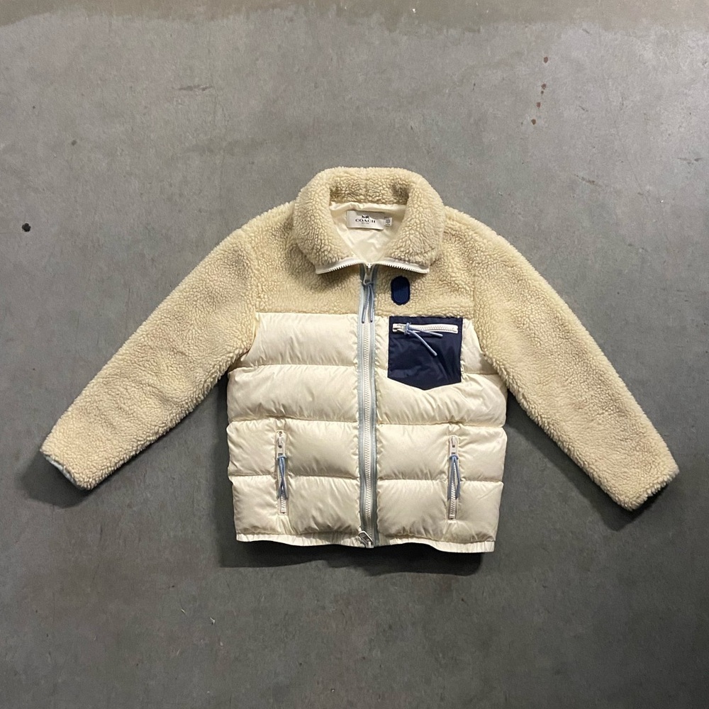 Coach Sherpa Fleece Downfill Puffer Jacket